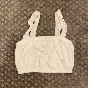 white bubble crop top size small
